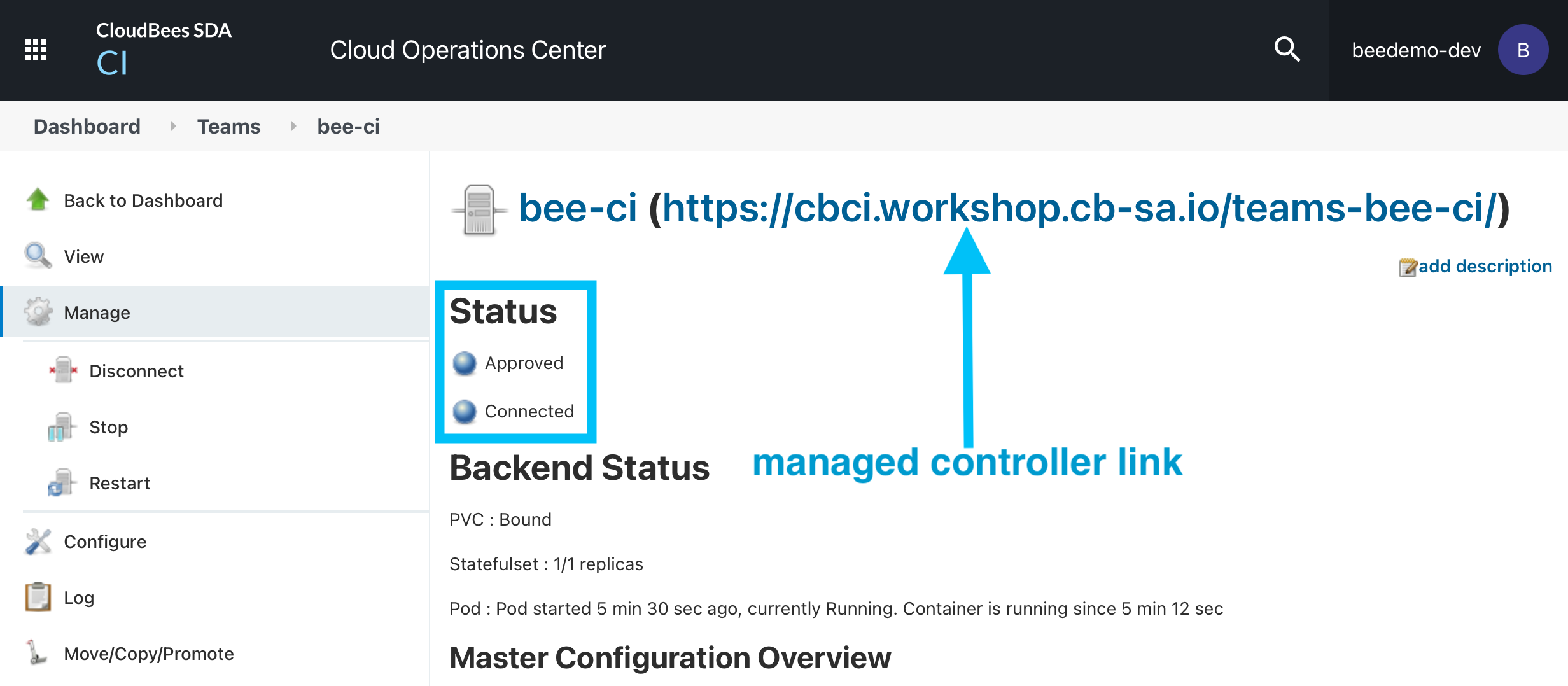 managed controller connnected