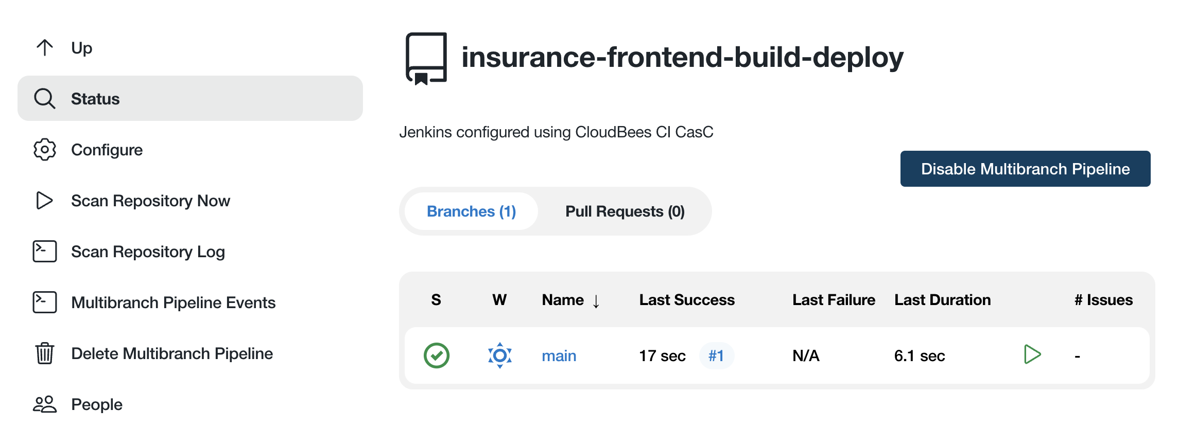 Docker template main branch job