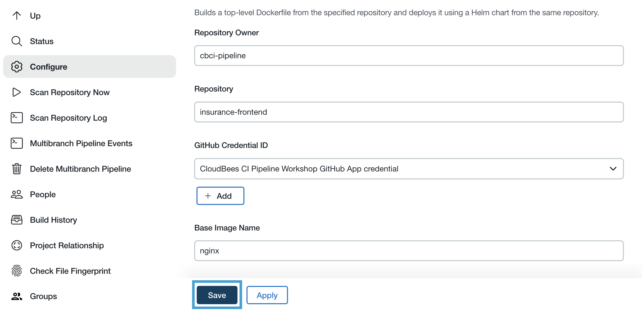 Docker template Parameters