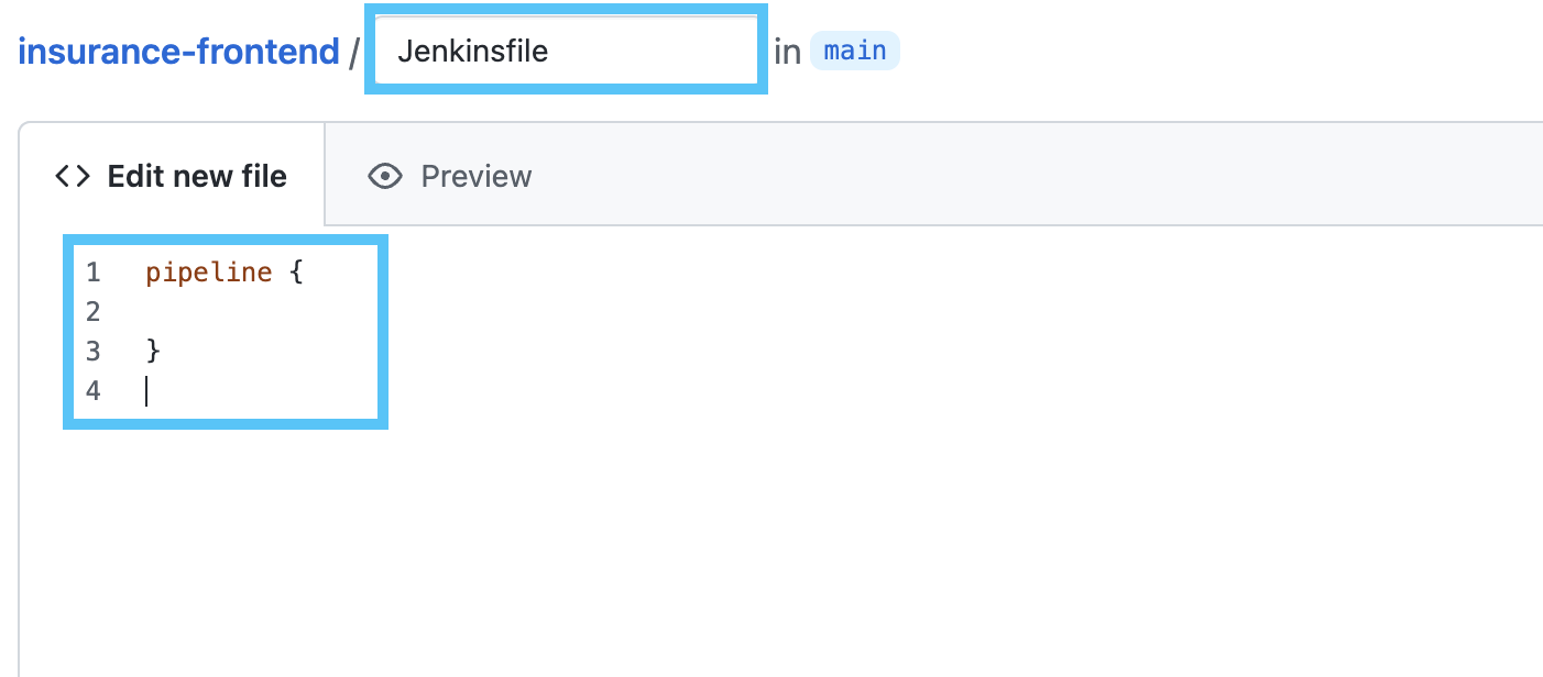 Jenkinsfile in GitHub Editor